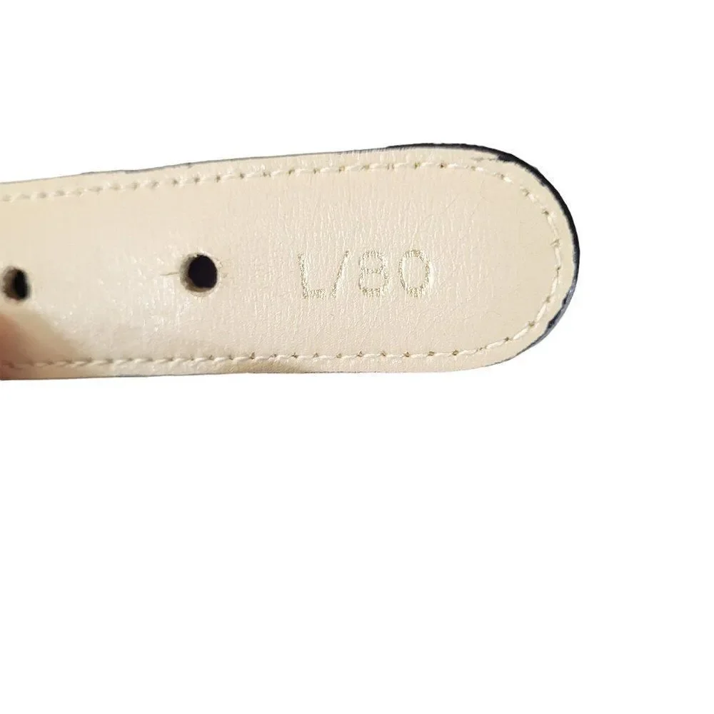 Vintage Paloma Picasso Gold‎ Leather Belt M Peg Closure Metal XXOO Buckle Italy